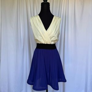 Elegant Cream and Blue Dress